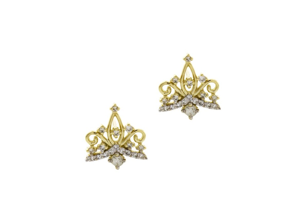 [040130] Brinco Coroa Brilhantes 0,17ct 2,00g Ouro Amarelo 18k - Coleção Sweet