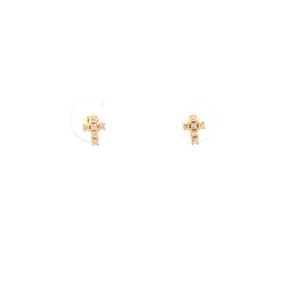 [054965] Brinco Cruz 12 Brilhantes 0,06ct J SI1 0,90g Ouro Amarelo 18k - Coleção Kids