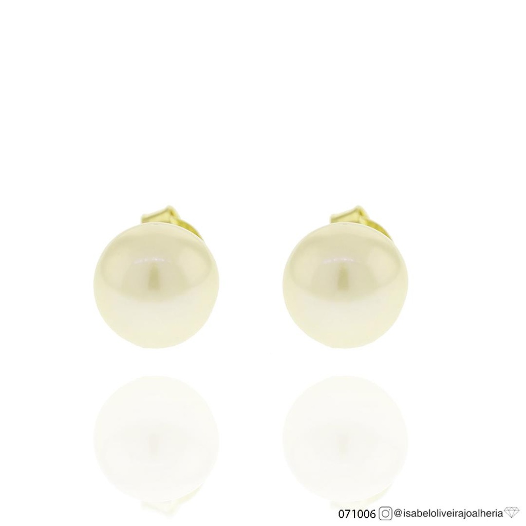 [071006] Brinco de Pérola 8mm 1,80g Ouro Amarelo 18k - Coleção Over The Moon