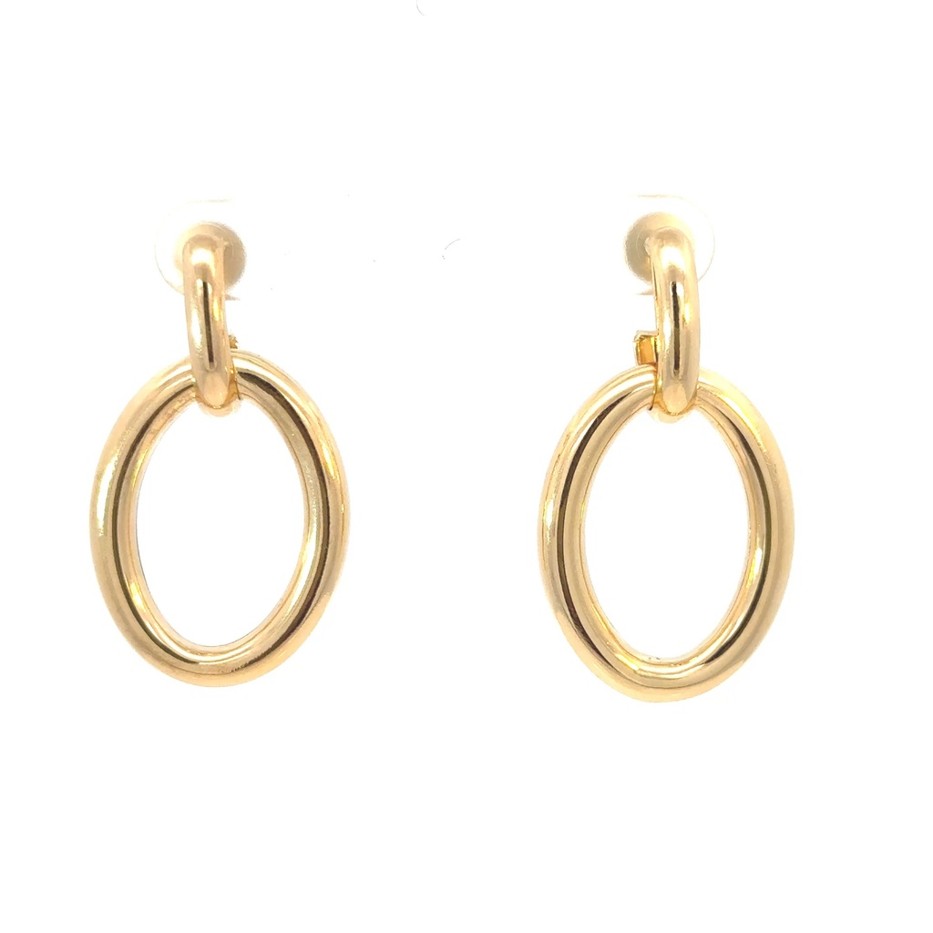 [072407] Brinco Elo Liso Articulado 27mm Ouro Amarelo 18k