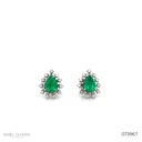 Brinco Esmeraldas Brasileiras Gota 3,23CT 44 Brilhantes 0,94CT H VS2 4,91G Ouro Branco 18K - Certificado Belmont - Coleçao Brazilian Emerald