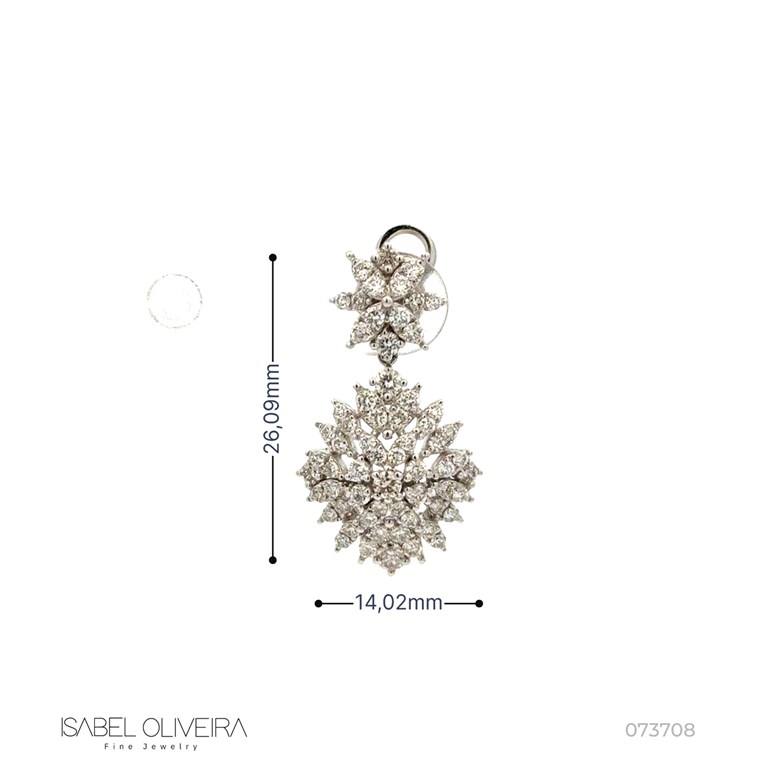 Brinco Estrela 126 Brilhantes 1,72CT 5,79G Ouro Branco 18K - Coleçao Laisa