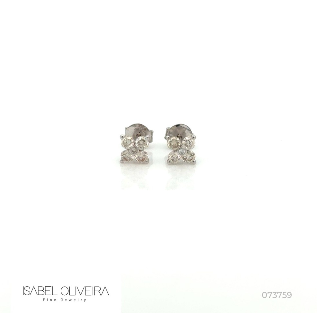 Brinco Flor 10 Brilhantes 0,45CT 0,91G Ouro Branco 18K - Coleçao Only You