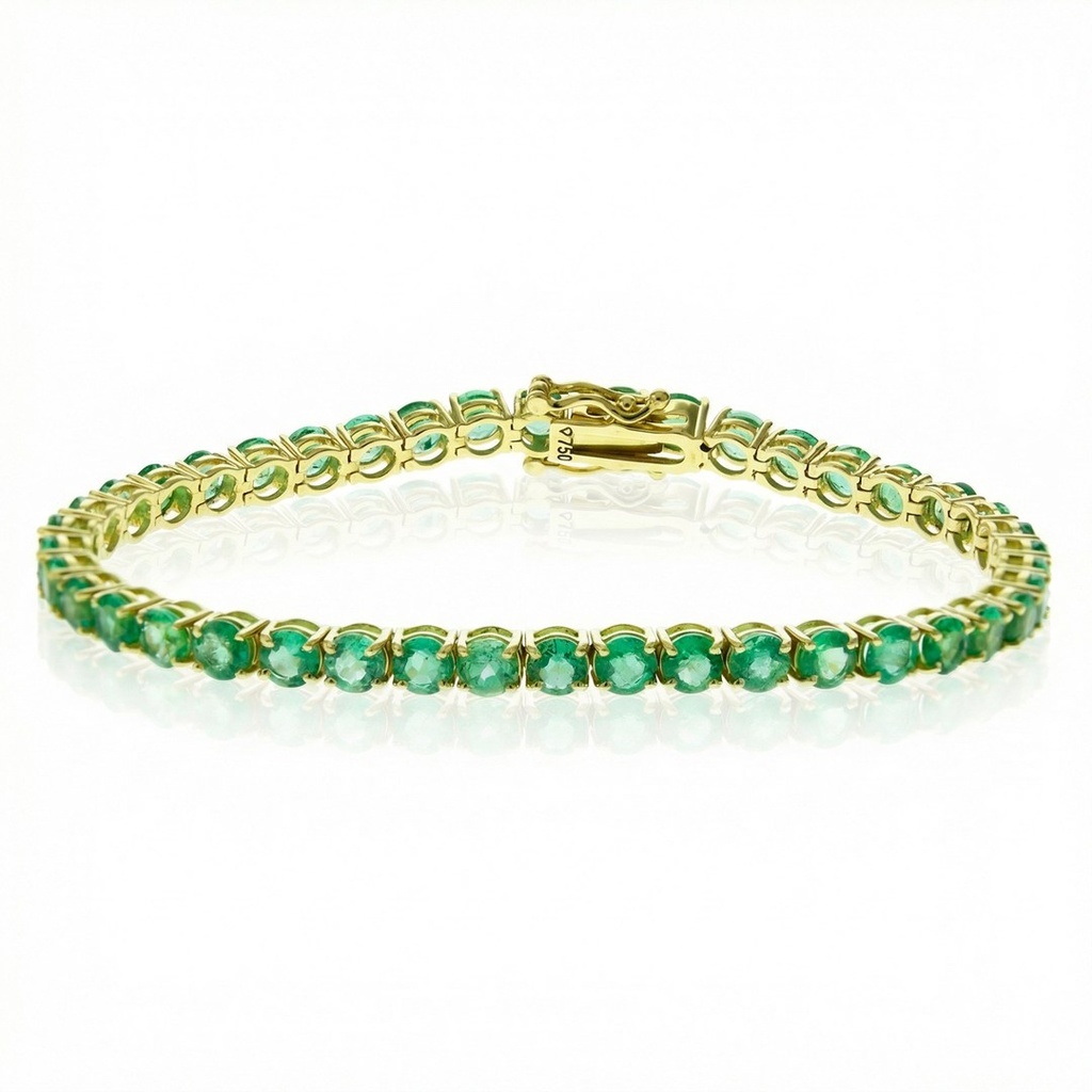 [075249] 20-Pulseira Riviera Caixa Cartier 42 Esmeraldas Redondas 8,00ct 3,60mm 16,5cm 10,27g Ouro Amarelo 18k - Coleção Rivieras