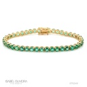 20-PULSEIRA Riviera Caixa Cartier 42 Esmeraldas Redondas 8,00CT 3,60MM 16,5CM 10,27G Ouro Amarelo 18K - Coleçao Rivieras