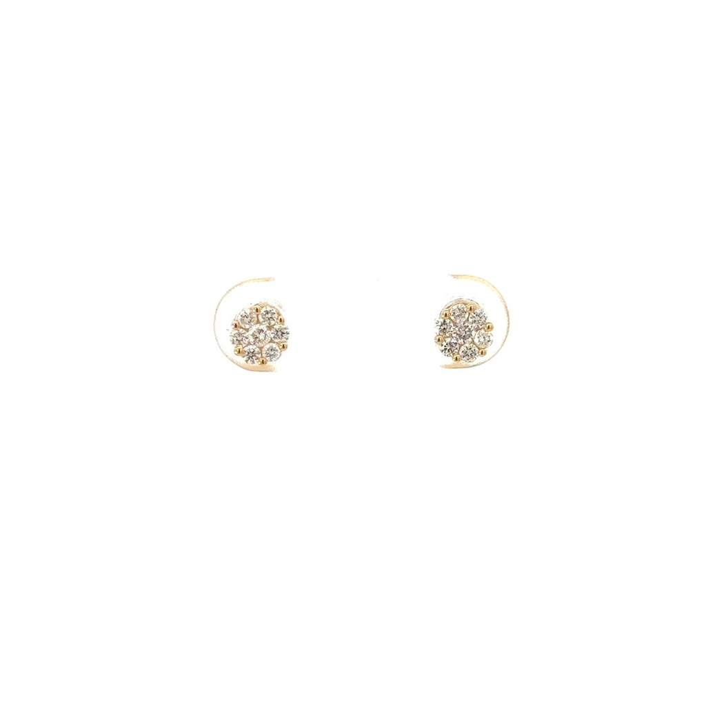 Brinco Florzinha 14 Brilhantes 0,25CT 1,04G Ouro Amarelo 18K - Coleçao Botao