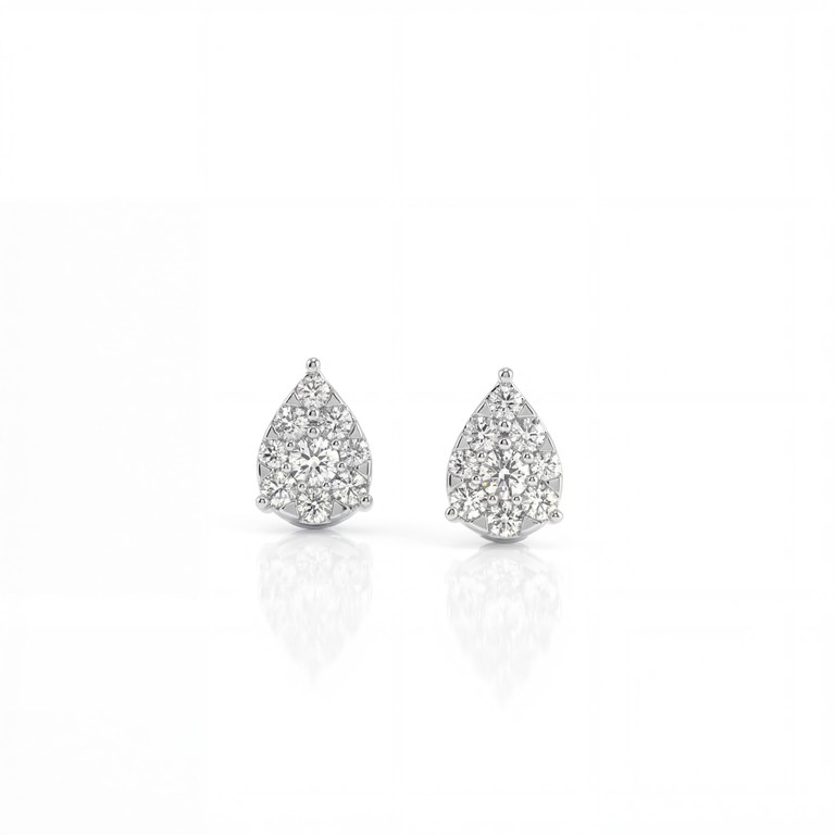Brinco Gota 10mm com 18 Diamantes 0,78ct em Ouro Branco 18k