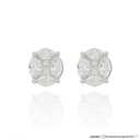 Brinco Invisible 8 Diamantes Navete 1,30ct e 4 Diamantes Princess 0,26ct em Ouro Branco 18k