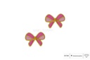 Brinco Laço com Esmalte Rosa 0,50g Ouro Amarelo 18k - Coleção Kids