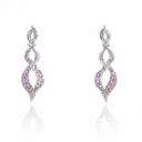 Brinco Longo 3 Gotas com 54 Safiras Rosas Ovais 16,77ct 264 Brilhantes 3,13ct H/i SI1 22,33g Ouro Branco 18k - Coleção True Colors