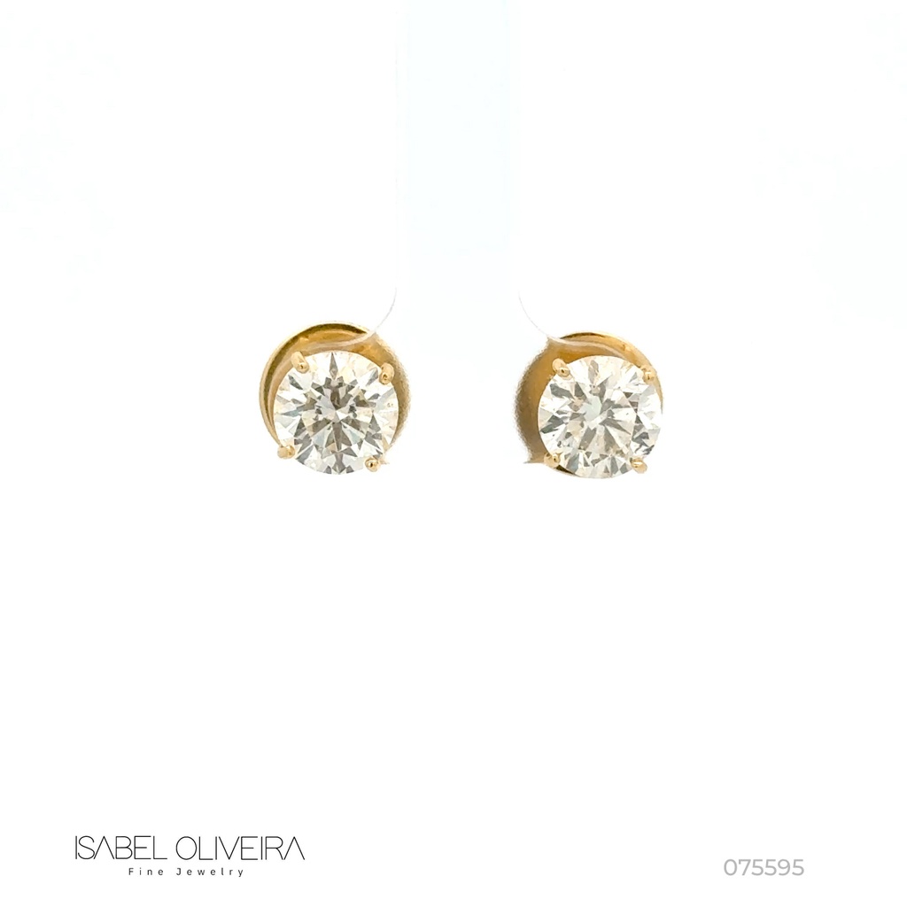 200-Brinco Solitário Brilhante 4,02ct g SI2 4,00g Ouro Amarelo 18k - EGL 1701805830/1701805931 - Coleção Only You