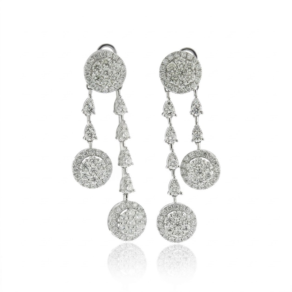 [076800] Brinco Círculos 164 Diamantes 3,45ct em Ouro Branco 18k