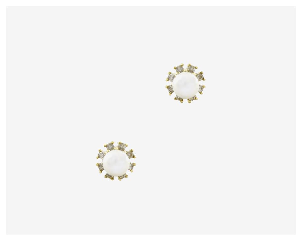 Brinco Pérola 3,30mm 18 Brilhantes J SI1 0,60g Ouro Amarelo 18k - Coleção Kids