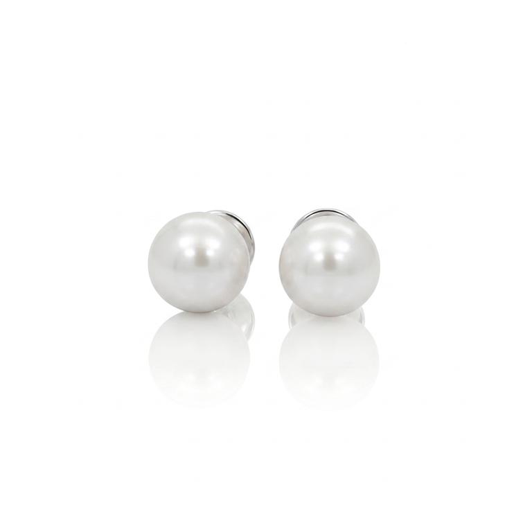 Brinco Pérola South Sea Redonda 12-13 mm 7,41g Ouro Branco 18k - Coleção Over The Moon