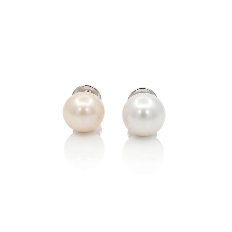 Brinco Pérola South Sea Redonda 14-15 mm 8,31g Ouro Branco 18k - Coleção Over The Moon