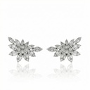 Brinco Pontas Diamantes Baguetes 0,93ct Brilhantes 0,47ct 4,05g Ouro Branco 18k