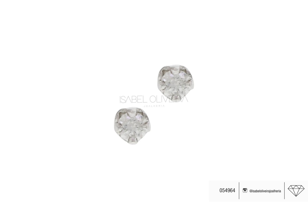 Brinco Quadrado 2 Brilhante 0,04ct J SI1 0,20g Ouro Branco 18k - Coleção Kids