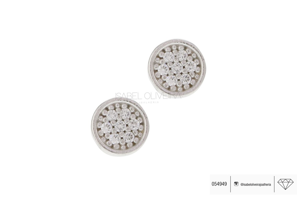 Brinco Redondo 12 Zircônias 0,50g Ouro Branco 18k - Coleção Kids