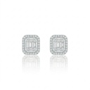 Brinco Retangular 8 Diamantes Baguetes 0,24ct 8 Trapézios 0,06ct 56 Brilhantes 0,41ct 2,70g Ouro Branco 18k - Coleção Onassis