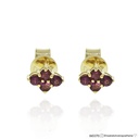 Brinco Riviera Flor 8 Rubelita Redonda 0,35ct 1,65g Ouro Amarelo 18k - Coleção Sara e Antonio