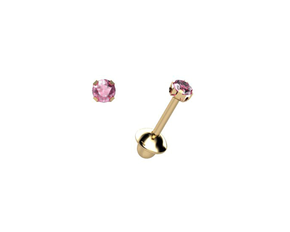 [074773] Brinco Rodolita 2,20 mm 0,25g Ouro Amarelo 18k - Coleção Kids