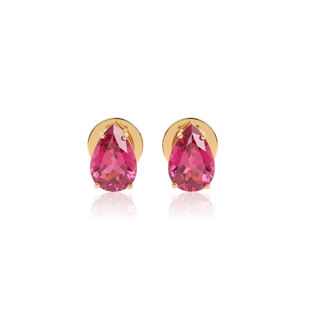 Brinco 2 Rubelitas Gotas 6,06ct em Ouro Amarelo 18k