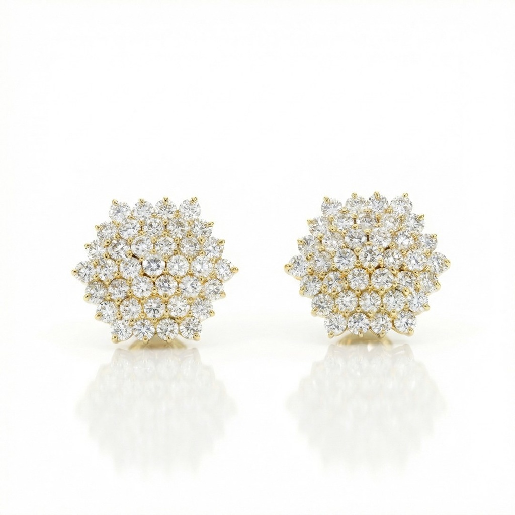 [076341] Brinco Sextavado com 74 Brilhantes 5,92ct 14,15g Ouro Amarelo 18k - Coleção Pavê