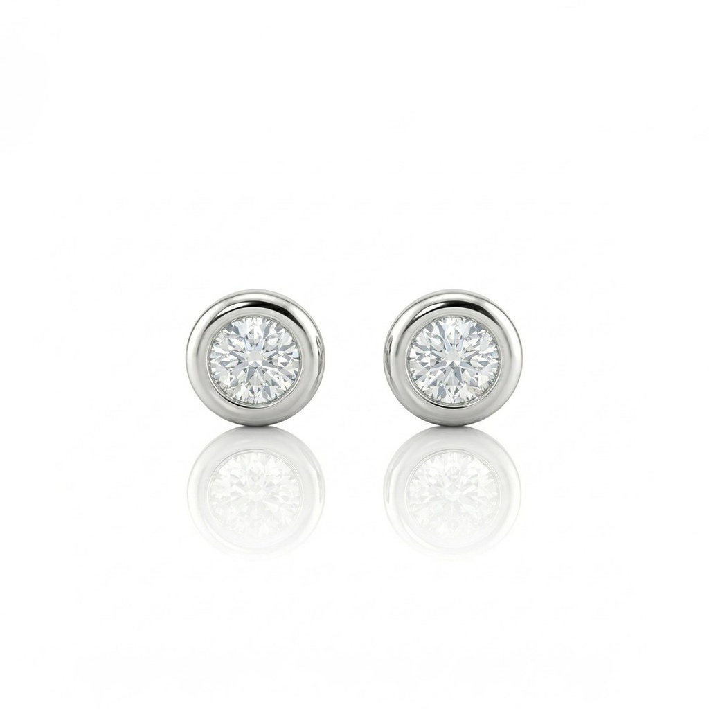 [077018] Brinco Solitário 2 Brilhantes 0,63ct 1,12g Ouro Branco 18k - Coleção Only You