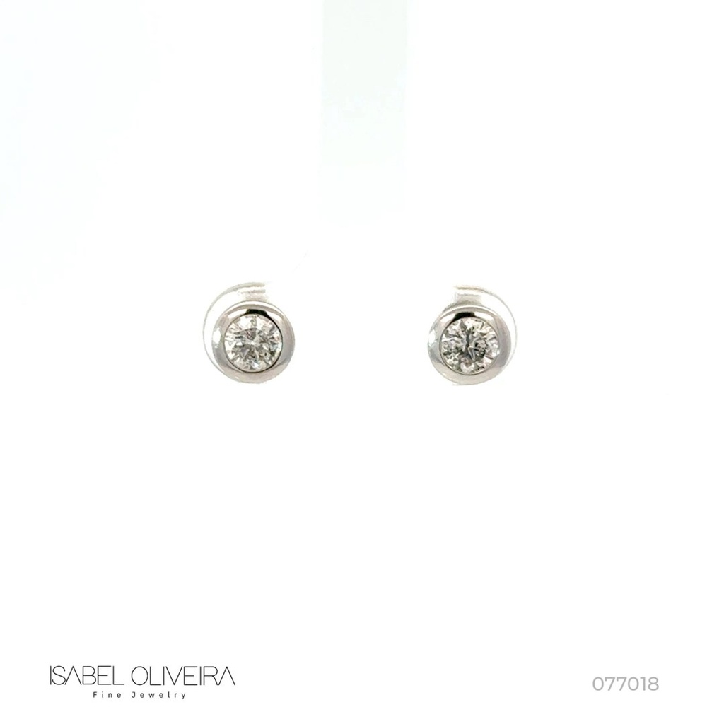 Brinco Solitário 2 Brilhantes 0,63ct 1,12g Ouro Branco 18k - Coleção Only You