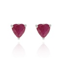Brinco Solitário Rubi Coração 1,23ct 1,02g Ouro Branco 18k - Coleção True Colors