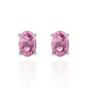 Brinco Solitário Safira Rosa Oval 1,37ct 1,280g Ouro Branco 18k - Coleção True Colors