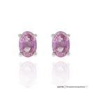 Brinco Solitário Safira Rosa Oval 1,37ct 1,280g Ouro Branco 18k - Coleção True Colors