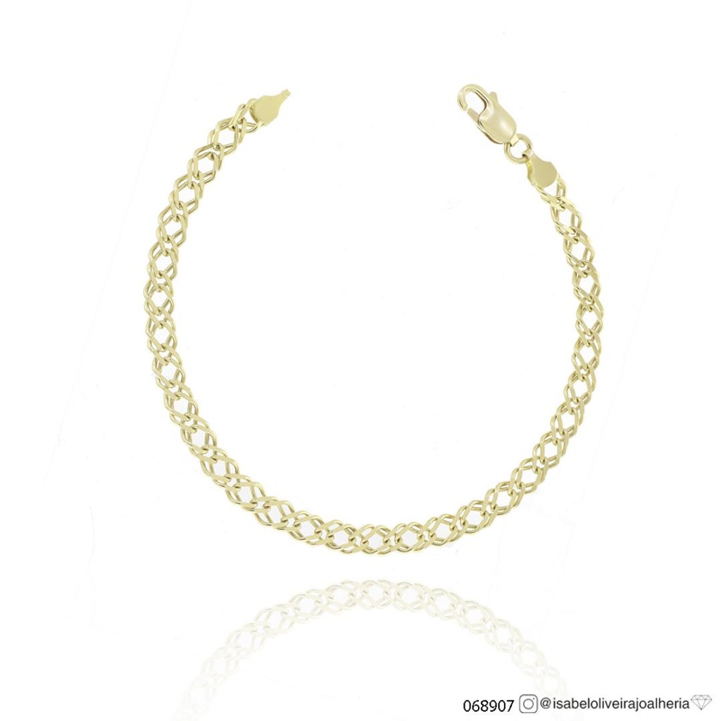[068907] 21-PULSEIRA DUPLA COM FECHO MOSQUETAO 10,40GR OURO AMARELO18K - COLEÇAO ALPHA MASCULINO
