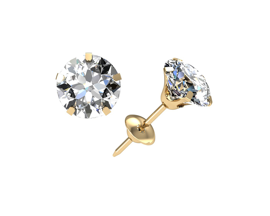 [074774] Brinco Topázio Branco 6mm 0,70g Ouro Amarelo 18k - Coleção Kids
