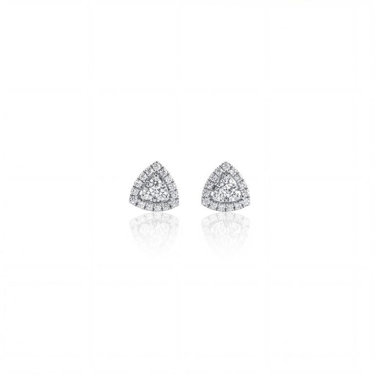[070658] Brinco Triangulo 36 Brilhantes 0,42ct 1,68g Ouro Branco 18k - Coleção Laisa