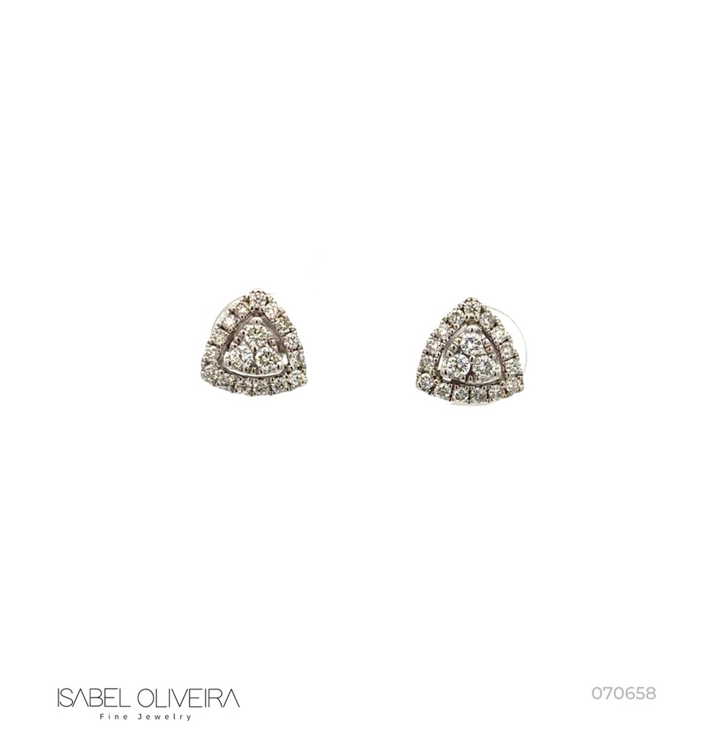 Brinco Triangulo 36 Brilhantes 0,42ct 1,68g Ouro Branco 18k - Coleção Laisa