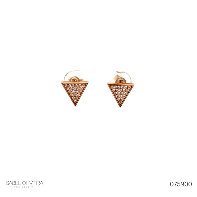 Brinco Triangulo 42 Brilhantes 0,23ct H VS2 2,0g Ouro Rose 18k - Coleção Laisa