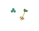 Brinco Triplo Esmeralda 1,20mm 0,30g Ouro Amarelo 18k - Coleção Kids