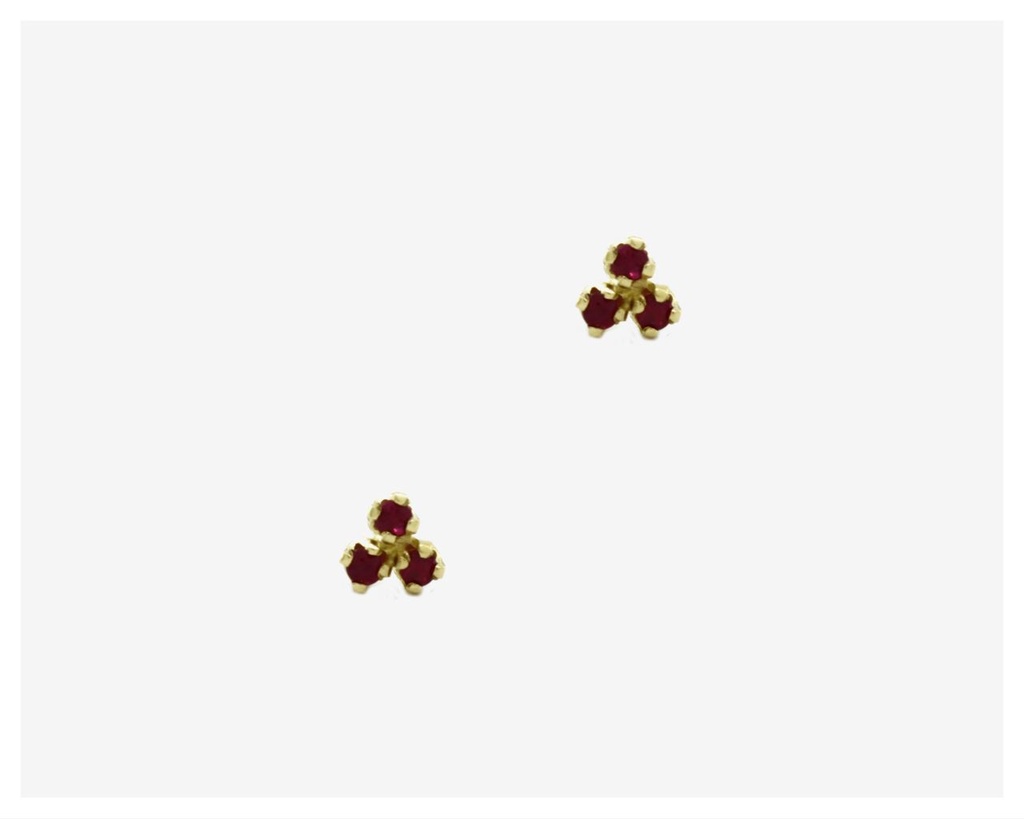 [023813] Brinco Triplo Rubi 1,20mm 6,00pts 0,30g Ouro Amarelo 18k - Coleção Kids