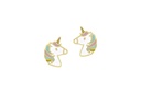 Brinco Unicornio com Esmalte 0,50G Ouro Amarelo 18K - Coleçao Kids