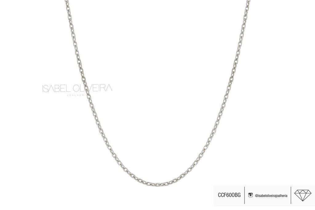 [071547] CCF60OAG - Corrente Cartier G 60cm 6,0 a 6,50g Ouro Amarelo com Banho de Ródio Branco 18k - Coleção Elos