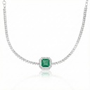 Choker Riviera Esmeralda Colombiana 2,27ct com Diamantes em Ouro Branco 18k