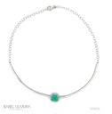 Choker Riviera Tulipa Esmeralda Colombiana 2,27CT 94 Brilhantes 1,95CT G VS1 38CM 9,32G Ouro Branco 18K - Coleçao Colombia Emerald