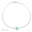 Choker 1 Turmalina Paraíba Gota 3,97ct com Diamantes em Ouro Branco 18k