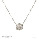 CLBOT10BG-COLAR Botao 9MM 7 Brilhantes 0,75CT H VS2 Corrente Cartier 45CM 3,32G Ouro Branco 18K - Coleçao Botao