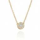 CLBOT6AP-COLAR Botao 6MM 7 Brilhantes 0,22CT H VS2 Corrente Cartier 45CM 3,00G Ouro Amarelo 18K - Coleçao Botao