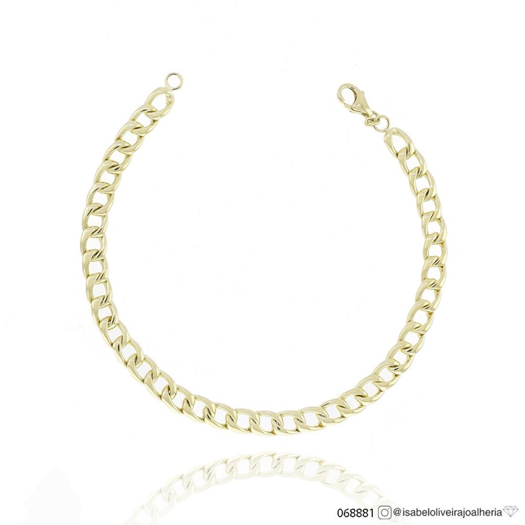 [068881] Pulseira Elo Groumet 21cm Ouro Amarelo 18k