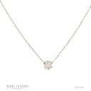 CLBOT6BP-COLAR Botao 6MM 7 Brilhantes 0,23CT H VS2 Corrente Cartier 45CM 2,50G Ouro Branco 18K - Coleçao Botao