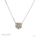 CLBOT8BM - Colar Botao 8MM 7 Brilhantes 0,52CT H VS2 Corrente Cartier 45CM  2,22G Ouro Branco 18K - Coleçao Botao