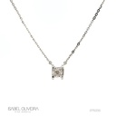 Colar 1 Brilhantes 0,08ct 43cm 2,0g Ouro Branco 18k - Coleção Only You